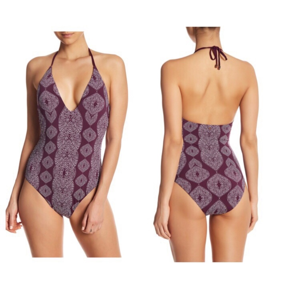Radio Fiji Bohemian Maroon One-Piece Swimsuit L